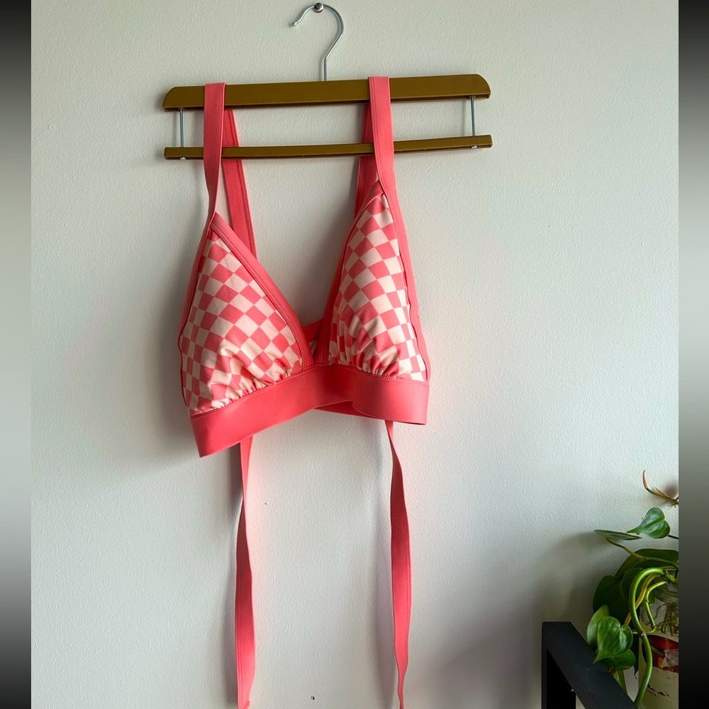 kona sol checkered swim top